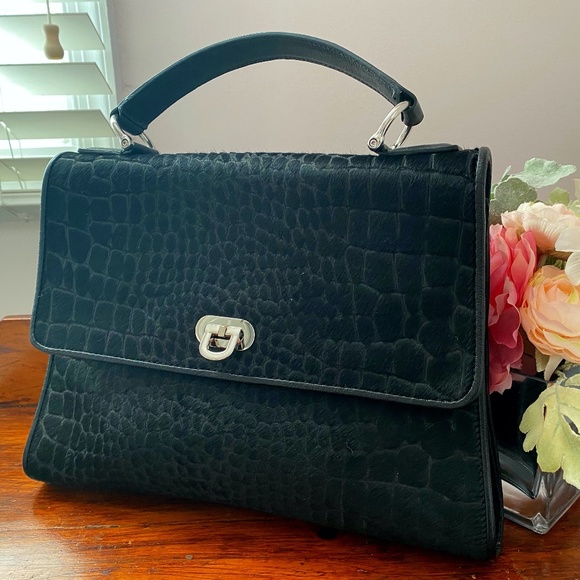 Black Animal Print Structured Handbag from Talbots - Picture 1 of 3
